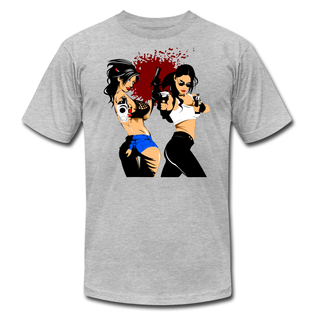 Cartoon Girls with Guns T-Shirt - heather gray