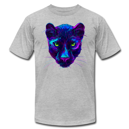Purple Jungle Cat T-Shirt - heather gray