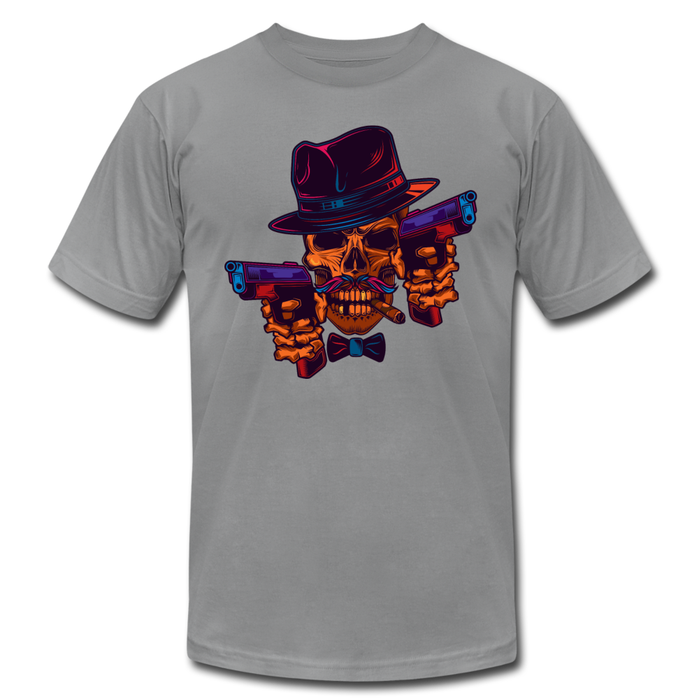 Fedora Skull with Guns T-Shirt - slate