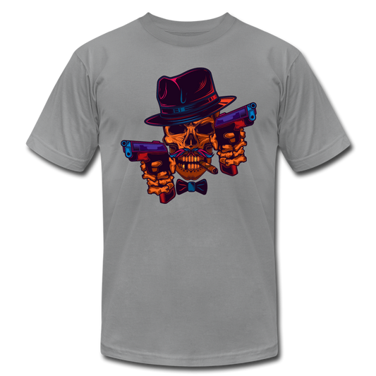 Fedora Skull with Guns T-Shirt - slate