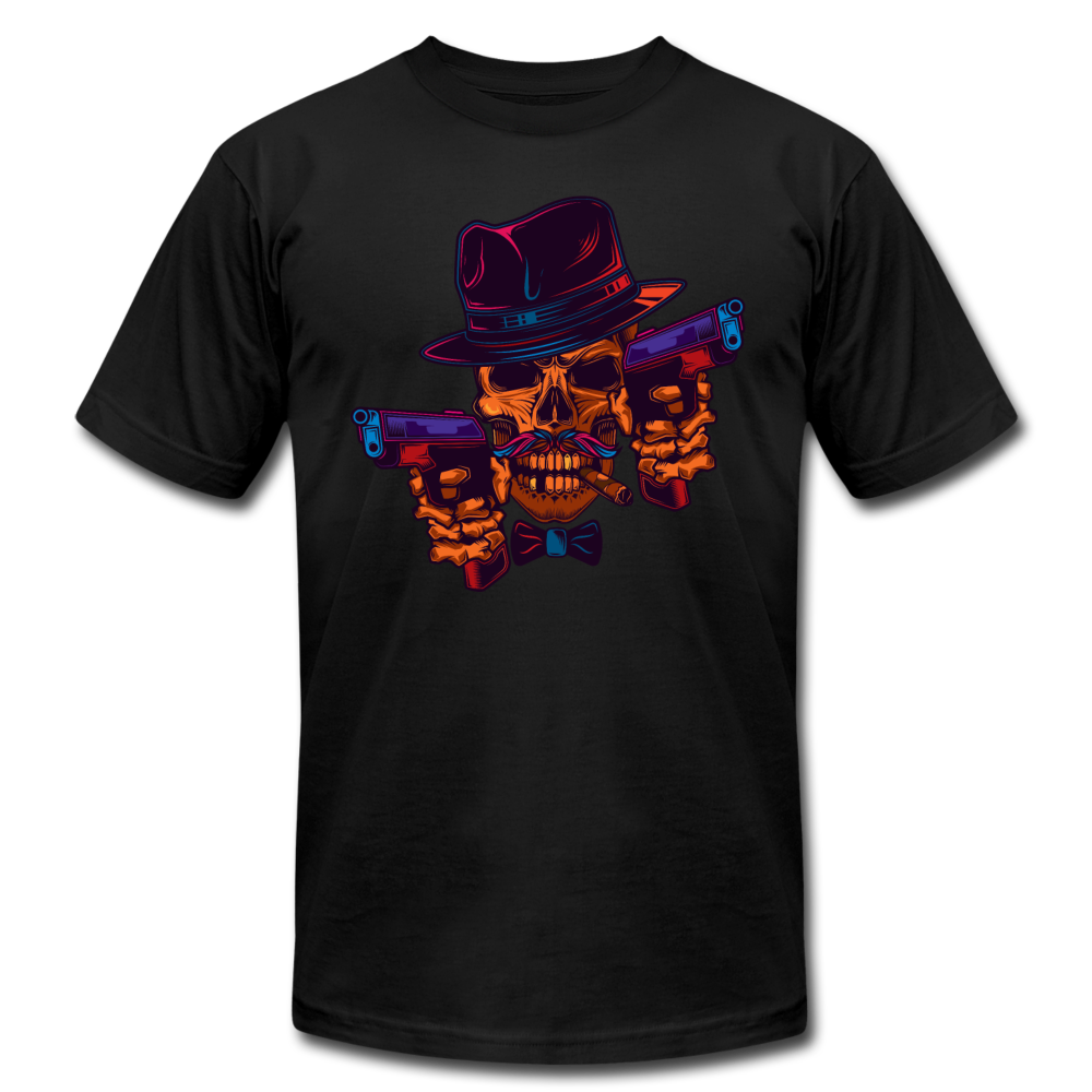 Fedora Skull with Guns T-Shirt - black