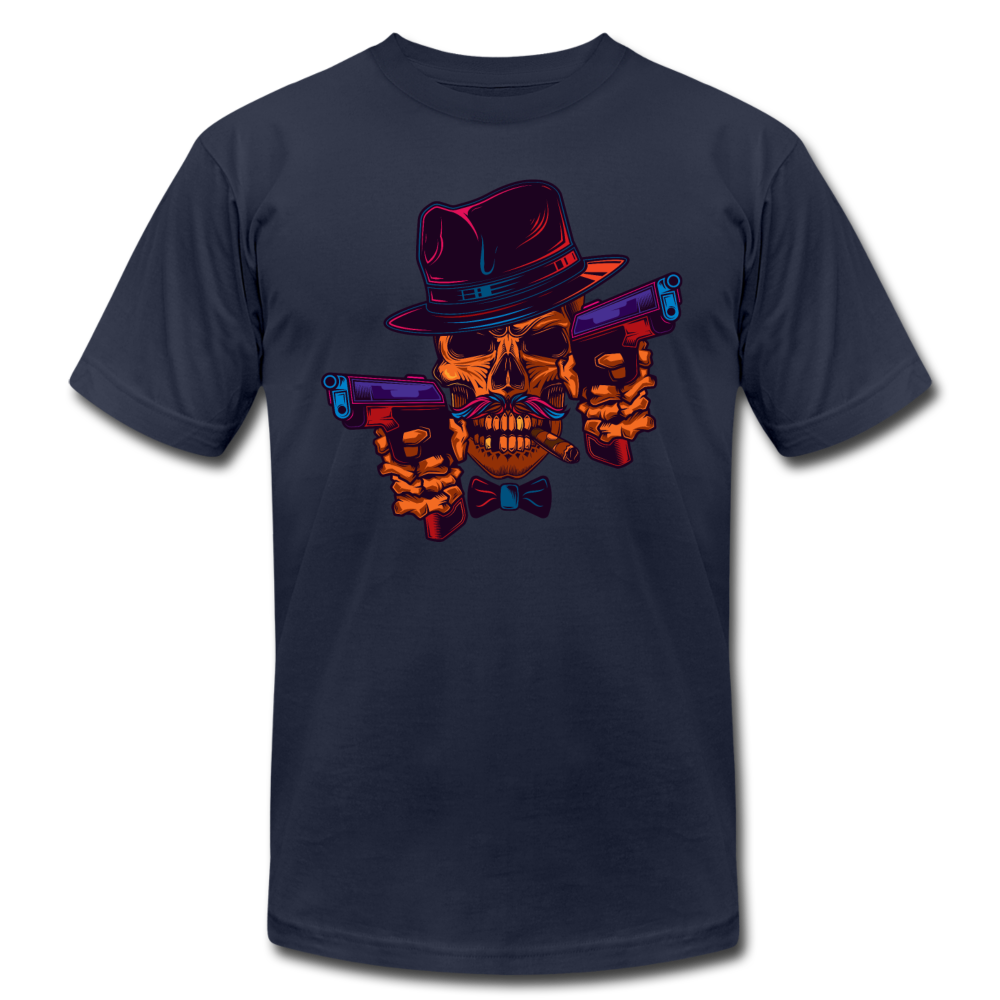 Fedora Skull with Guns T-Shirt - navy