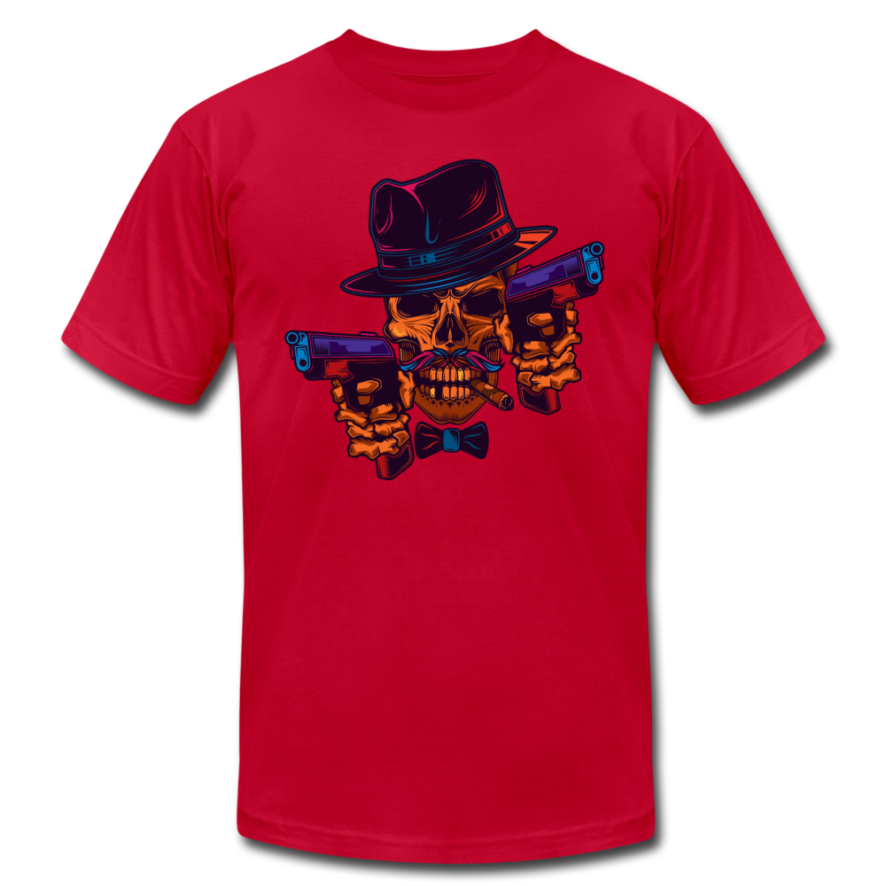 Fedora Skull with Guns T-Shirt - red