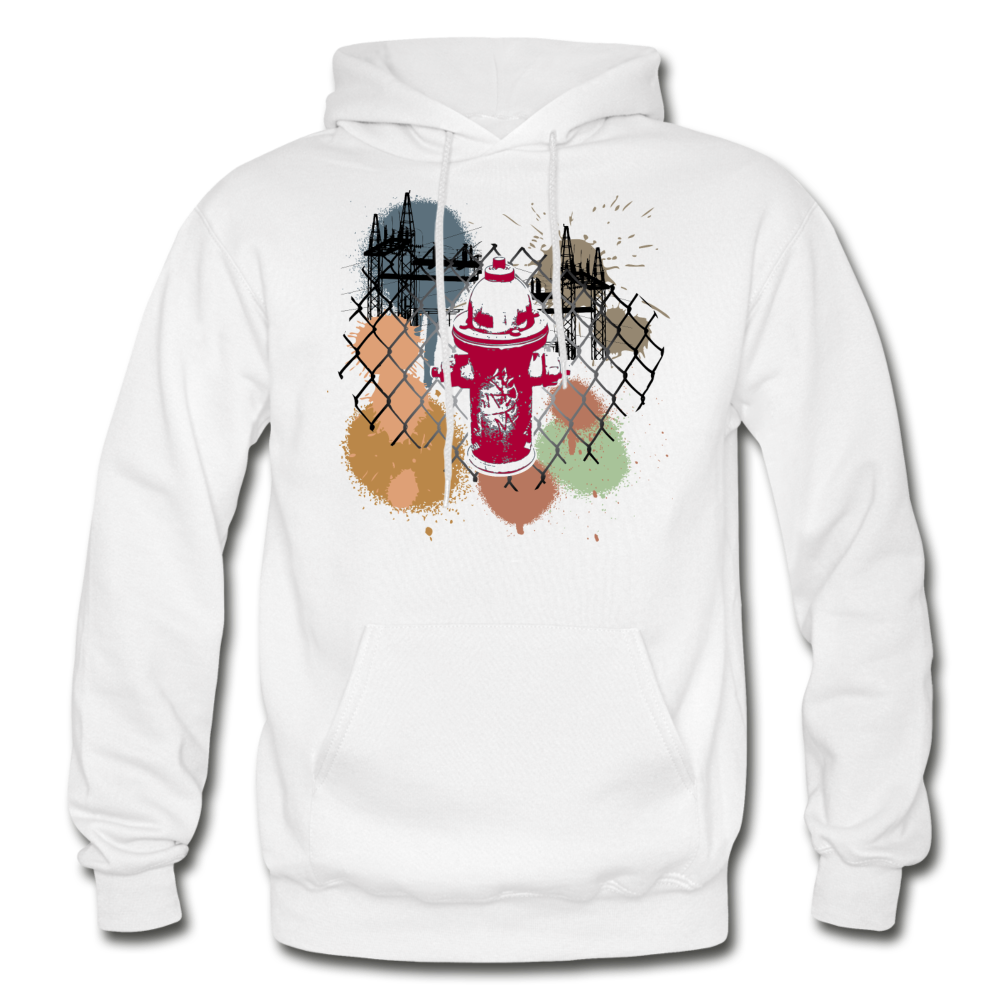 Abstract Fire Hydrant Fence Hoodie - white