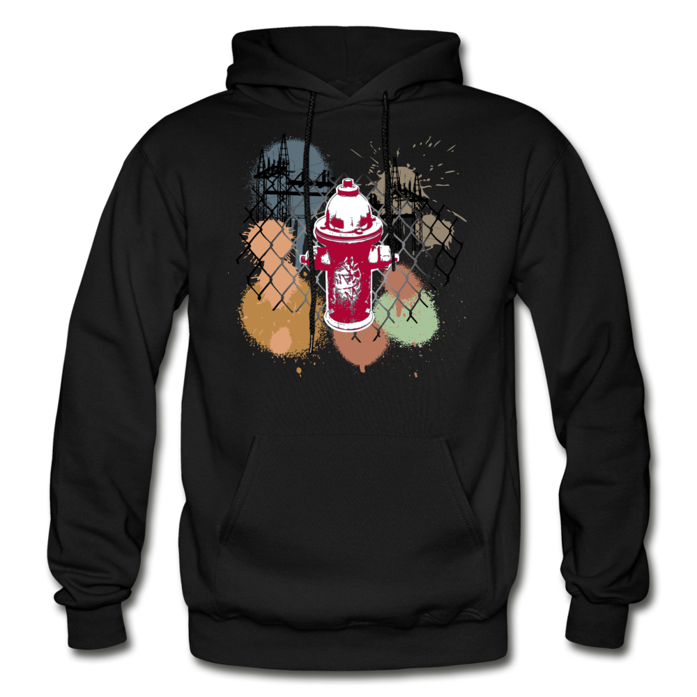 Abstract Fire Hydrant Fence Hoodie - black