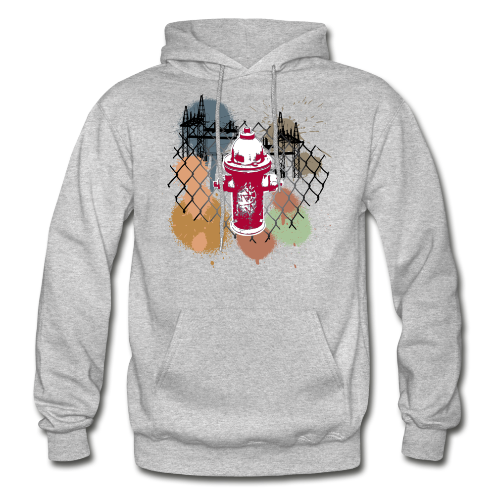 Abstract Fire Hydrant Fence Hoodie - heather gray