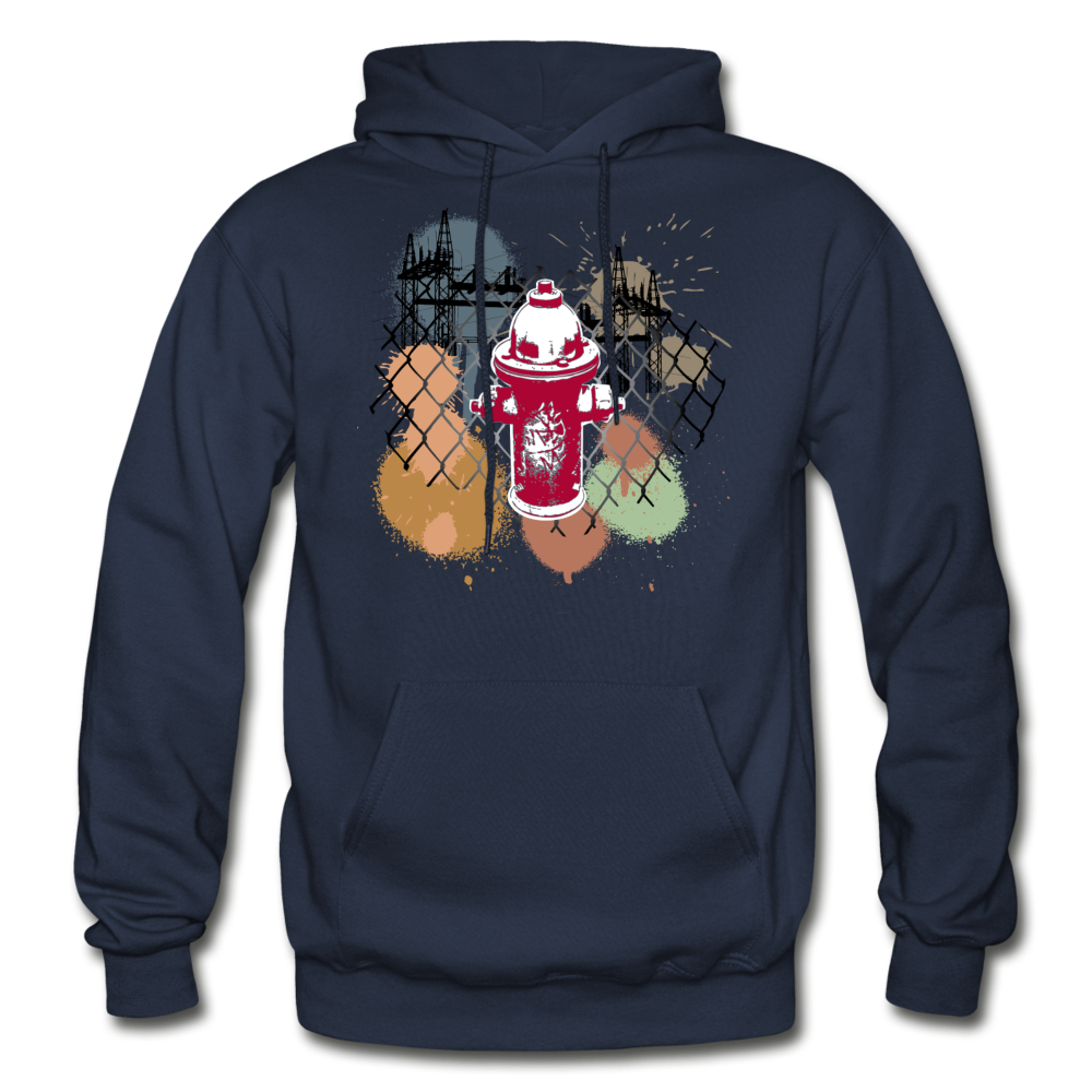 Abstract Fire Hydrant Fence Hoodie - navy