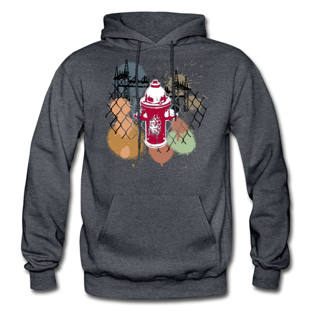 Abstract Fire Hydrant Fence Hoodie - charcoal gray