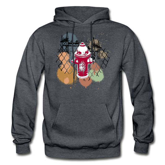 Abstract Fire Hydrant Fence Hoodie - charcoal gray