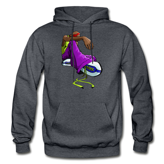 Sitting Cartoon Hip Hop Hoodie - charcoal gray