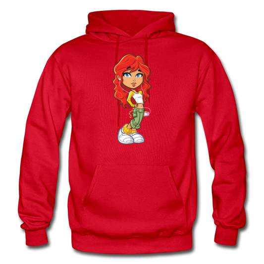 Cartoon Girl Hoodie - red