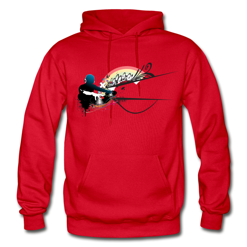 Abstract DJ Mixing Hoodie - red