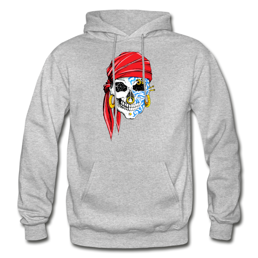 Pirate Skull Hoodie - heather gray