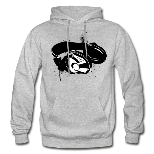 Black & White Headphones Hoodie - heather gray