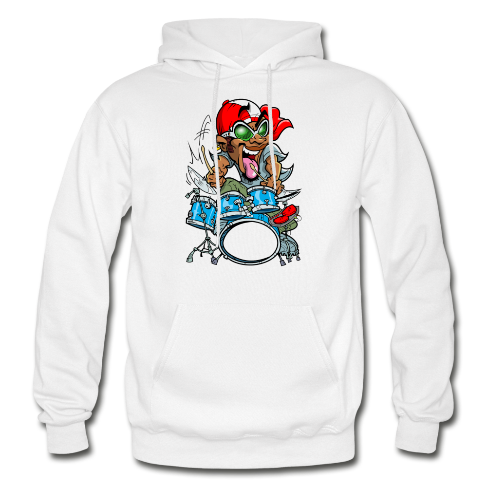 Drummer Cartoon Hoodie - white