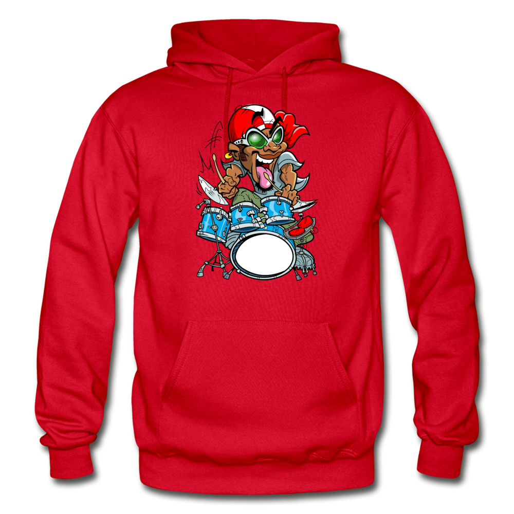 Drummer Cartoon Hoodie - red