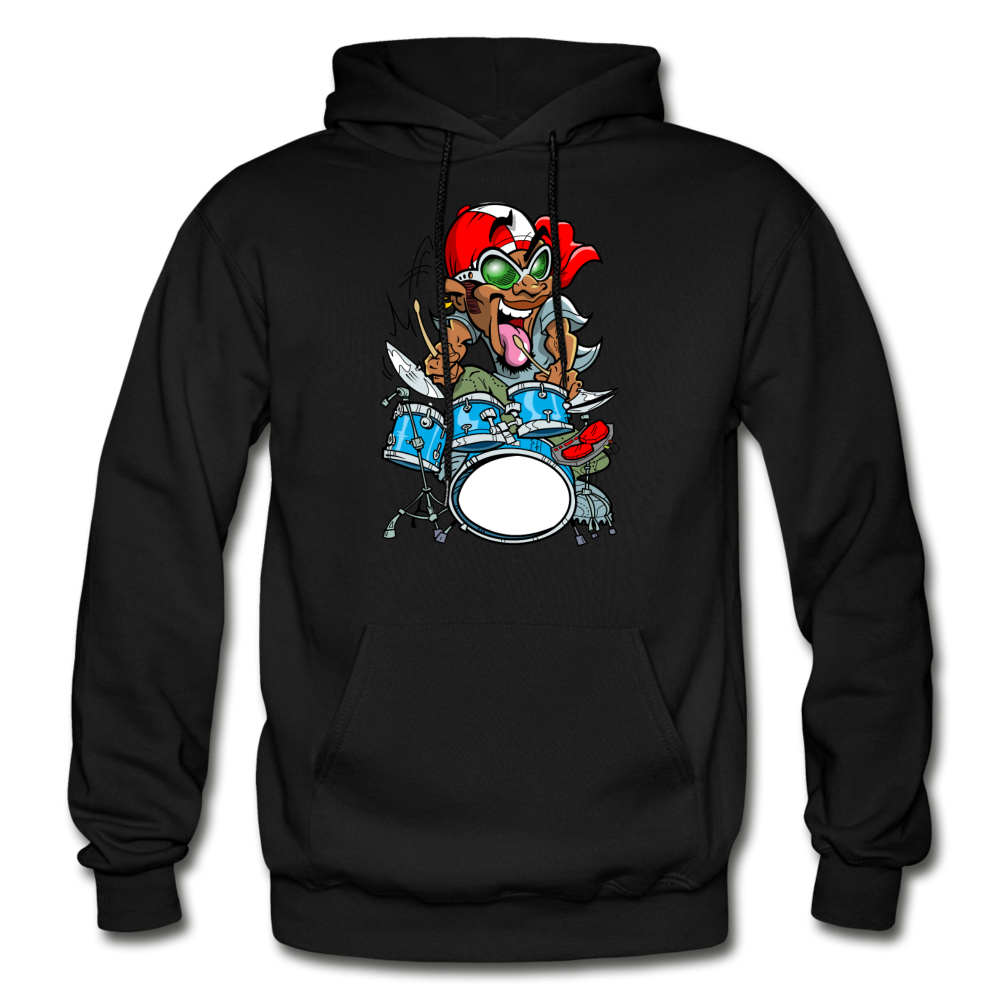 Drummer Cartoon Hoodie - black