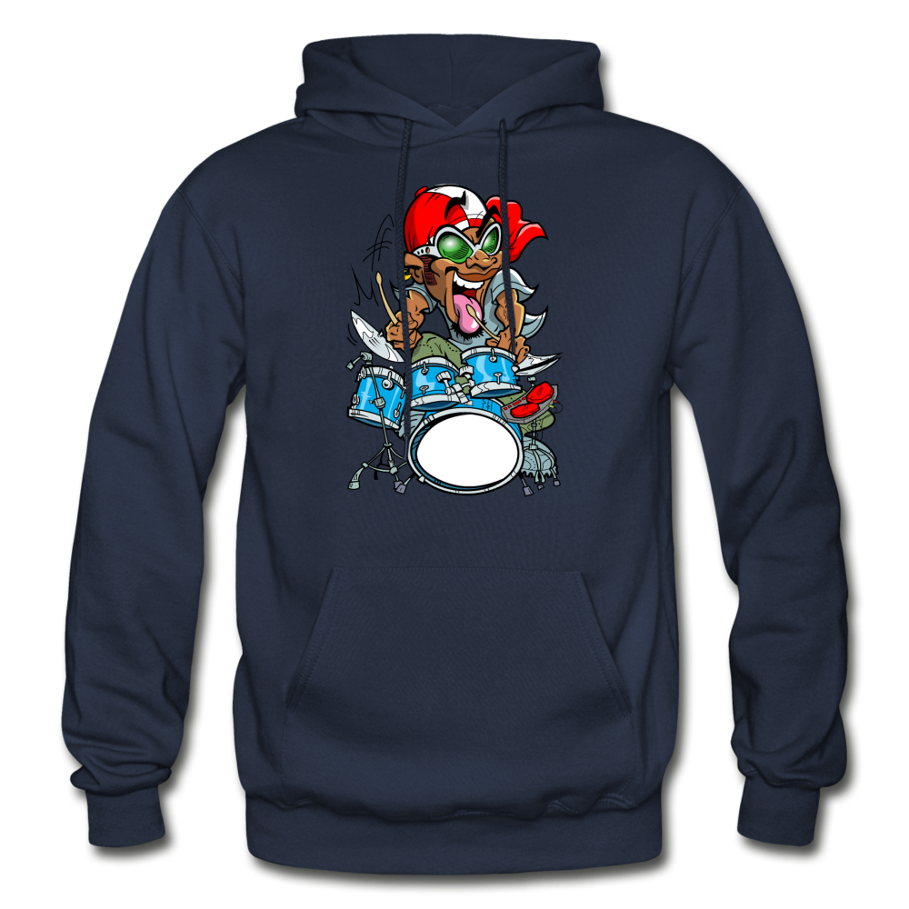 Drummer Cartoon Hoodie - navy