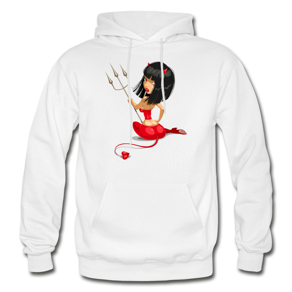 Devil Girl Cartoon Hoodie - white