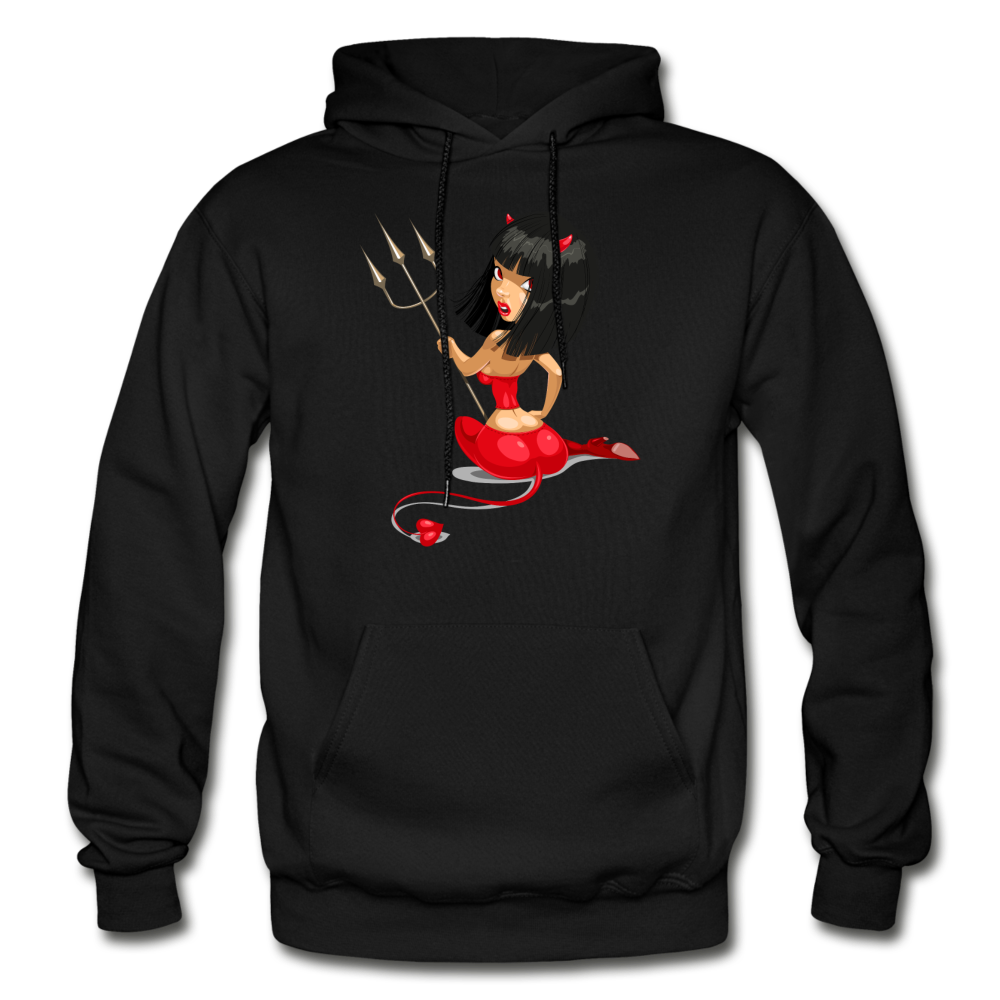 Devil Girl Cartoon Hoodie - black