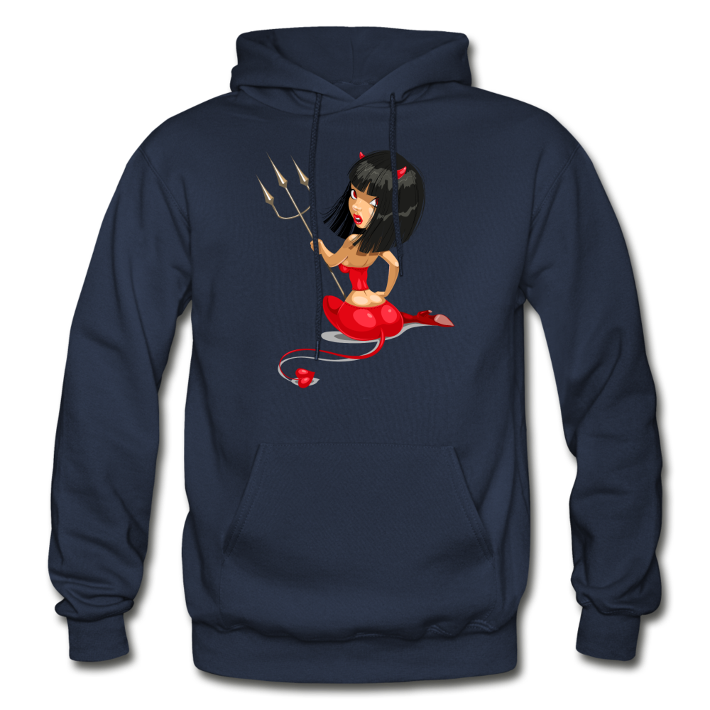 Devil Girl Cartoon Hoodie - navy