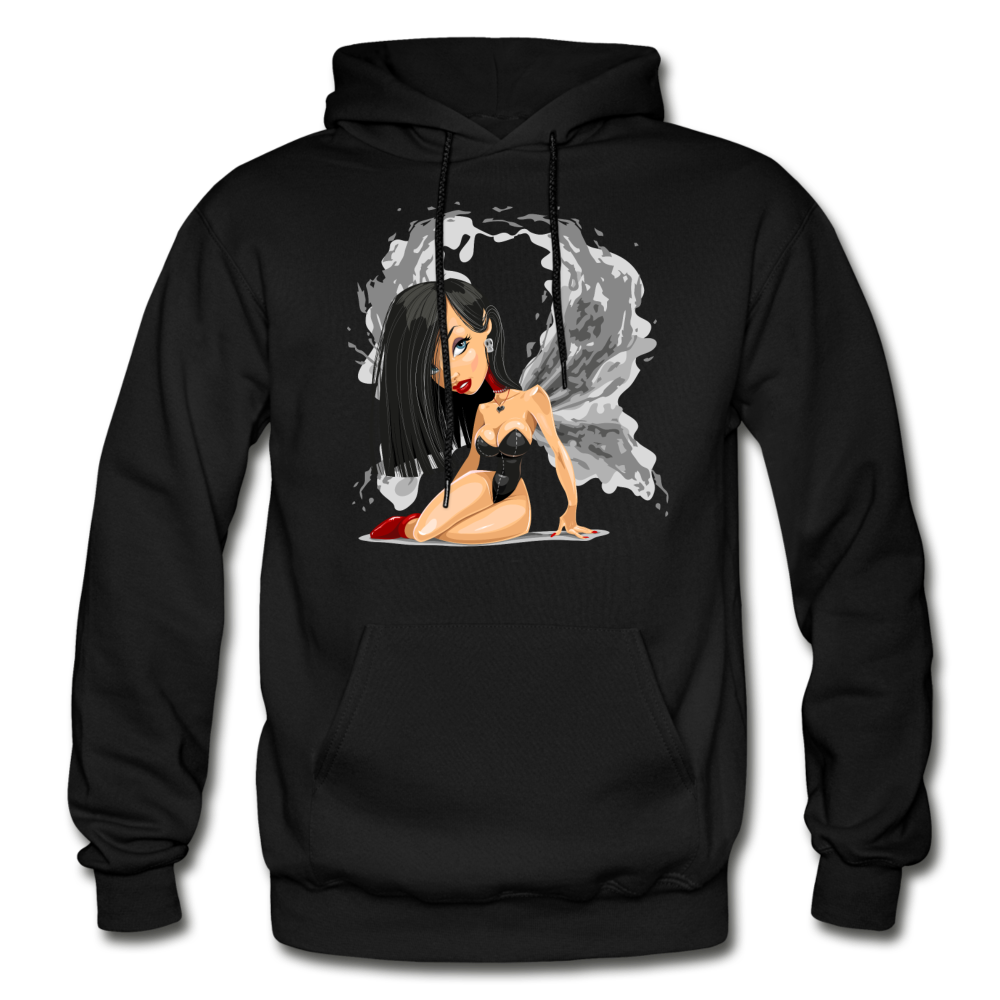 Cartoon Girl Wings Hoodie - black