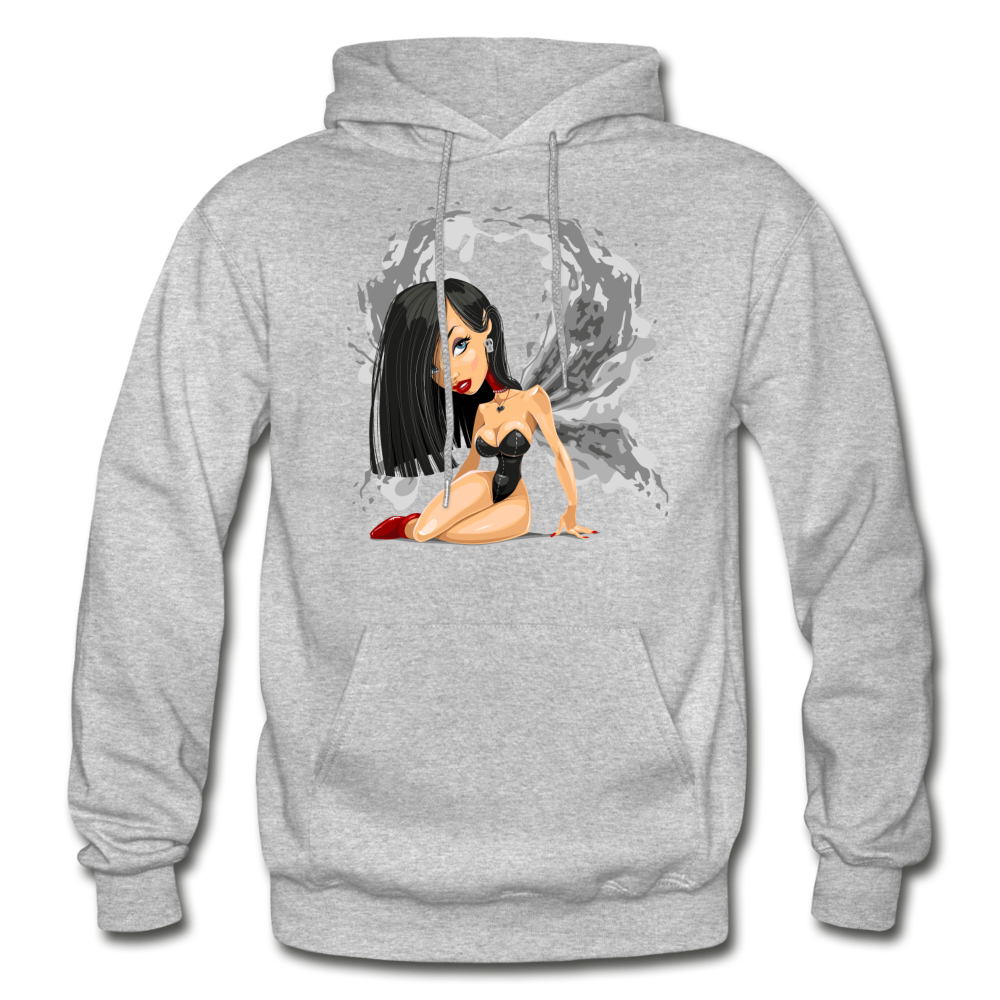 Cartoon Girl Wings Hoodie - heather gray