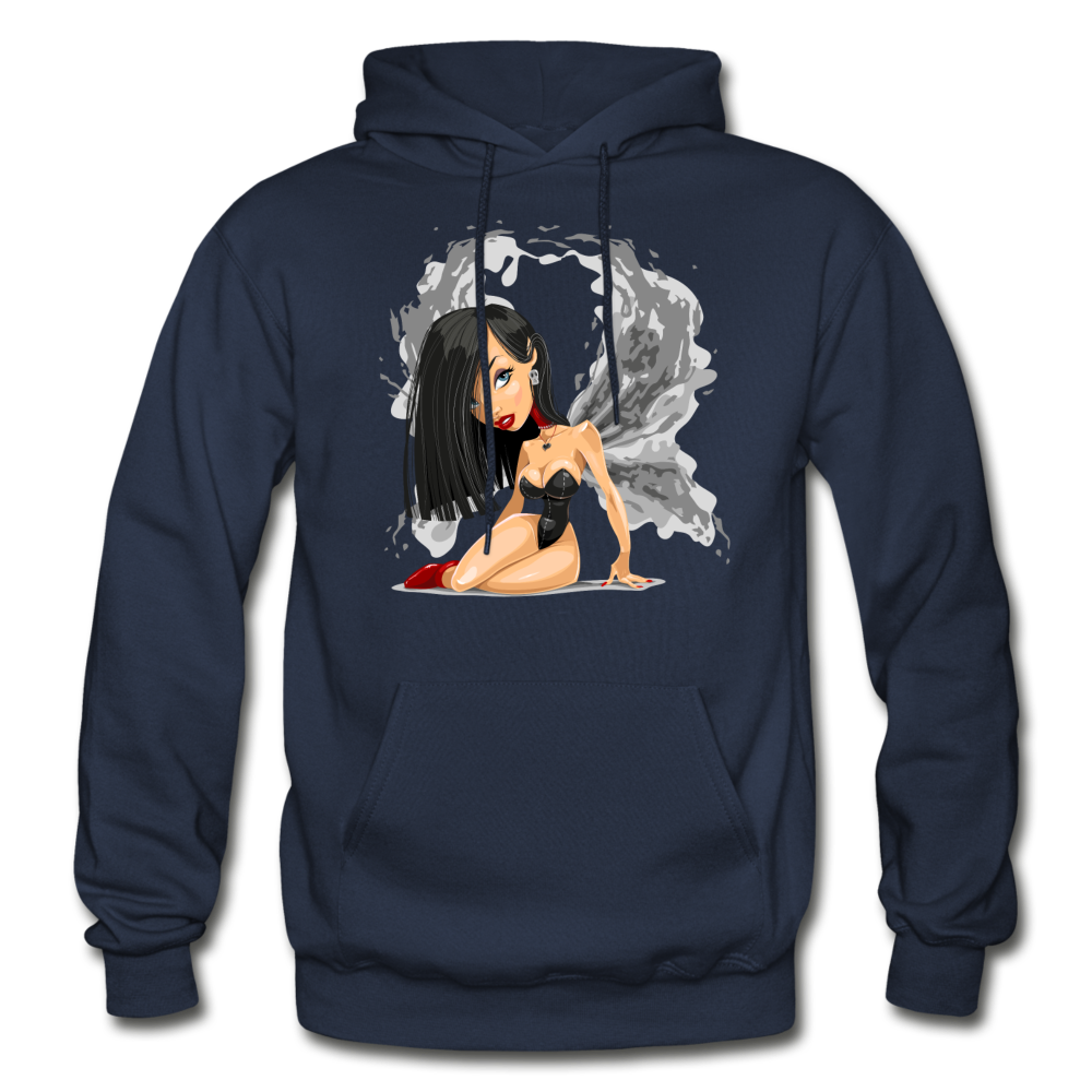 Cartoon Girl Wings Hoodie - navy