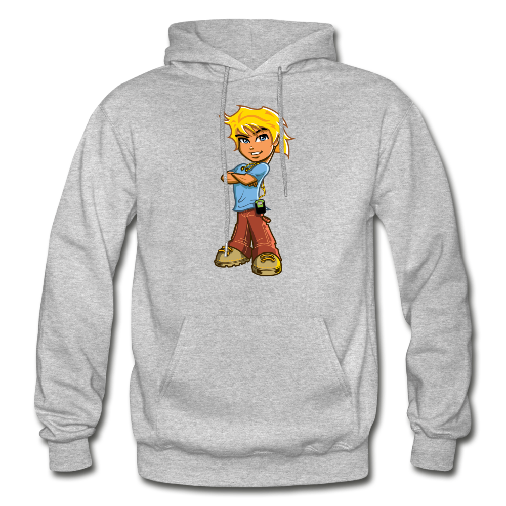 Cartoon Boy Hoodie - heather gray