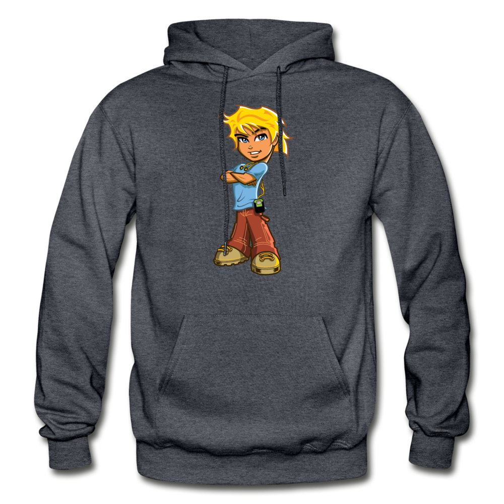 Cartoon Boy Hoodie - charcoal gray
