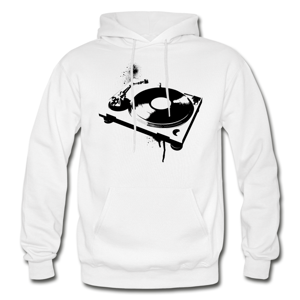 Black & White Turntable Hoodie - white
