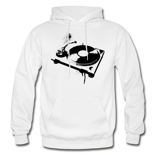 Black & White Turntable Hoodie - white