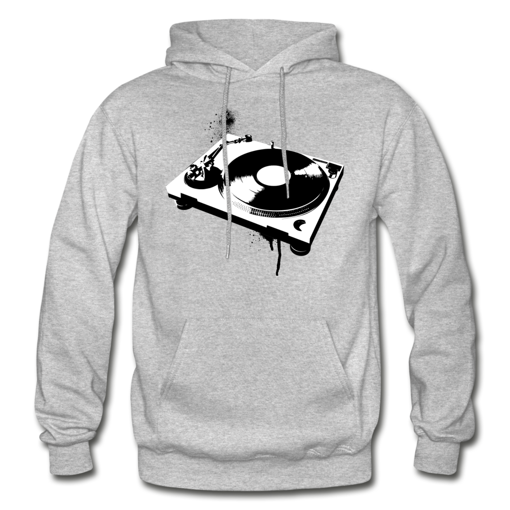 Black & White Turntable Hoodie - heather gray