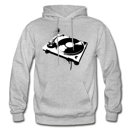 Black & White Turntable Hoodie - heather gray