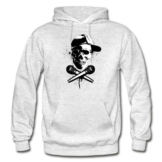 Hip Hop Skull & Cross Microphones - light heather gray