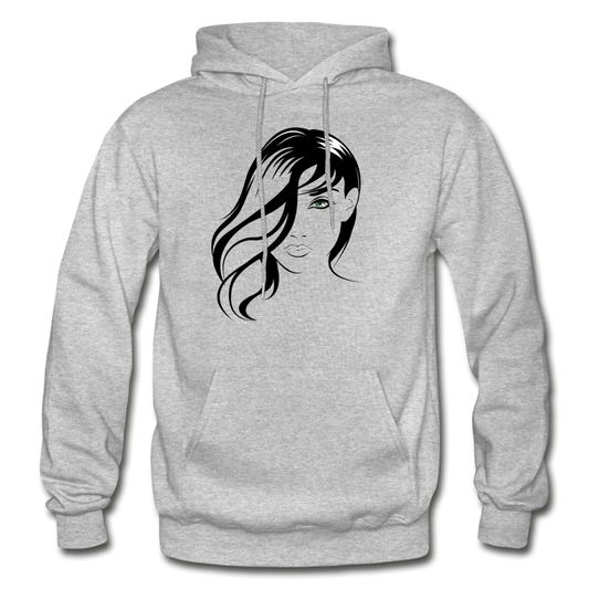 Girl Face Hoodie - heather gray