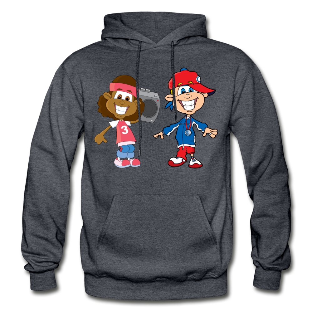 Hip Hop Cartoon Kids Hoodie - charcoal gray