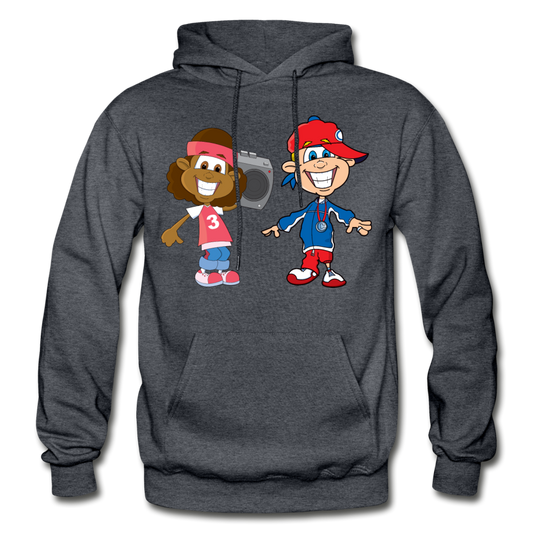 Hip Hop Cartoon Kids Hoodie - charcoal gray