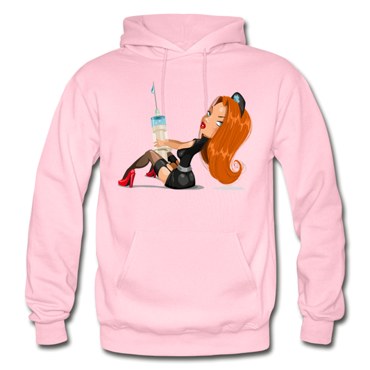 Nurse Cartoon Hoodie - light pink