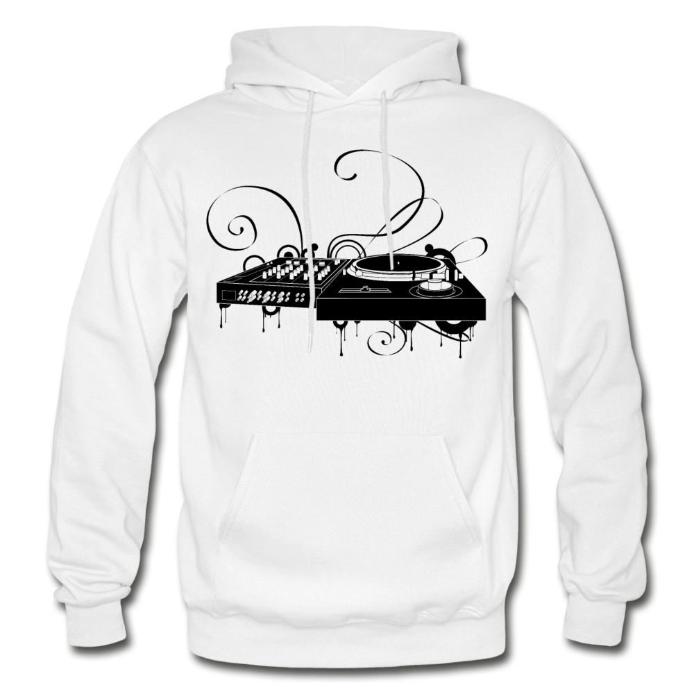 Black & White Turntable and Mixer Hoodie - white