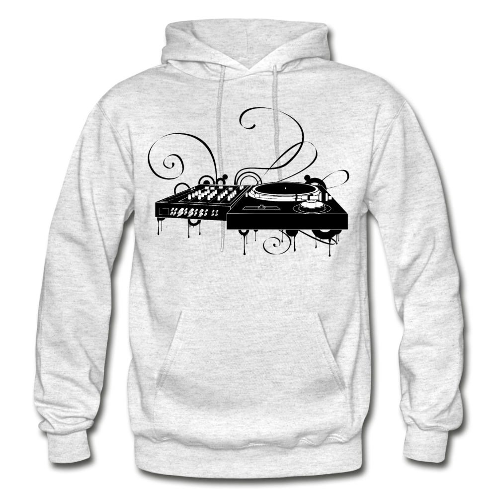 Black & White Turntable and Mixer Hoodie - light heather gray