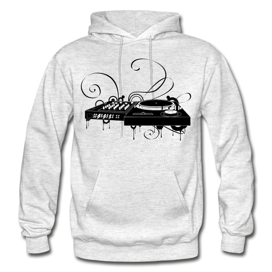 Black & White Turntable and Mixer Hoodie - light heather gray