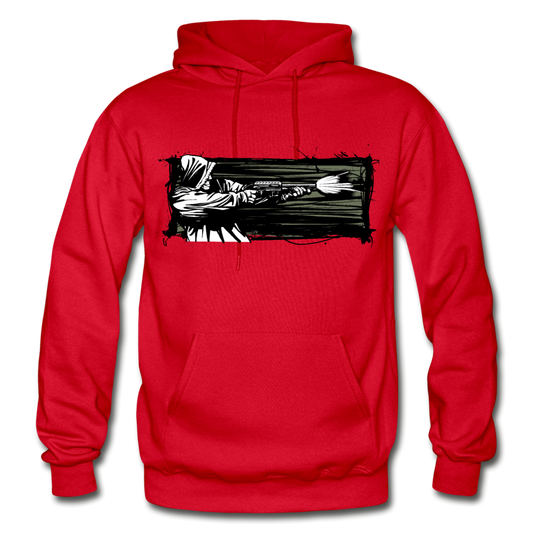 Abstract Gangster Shooting Hoodie - red