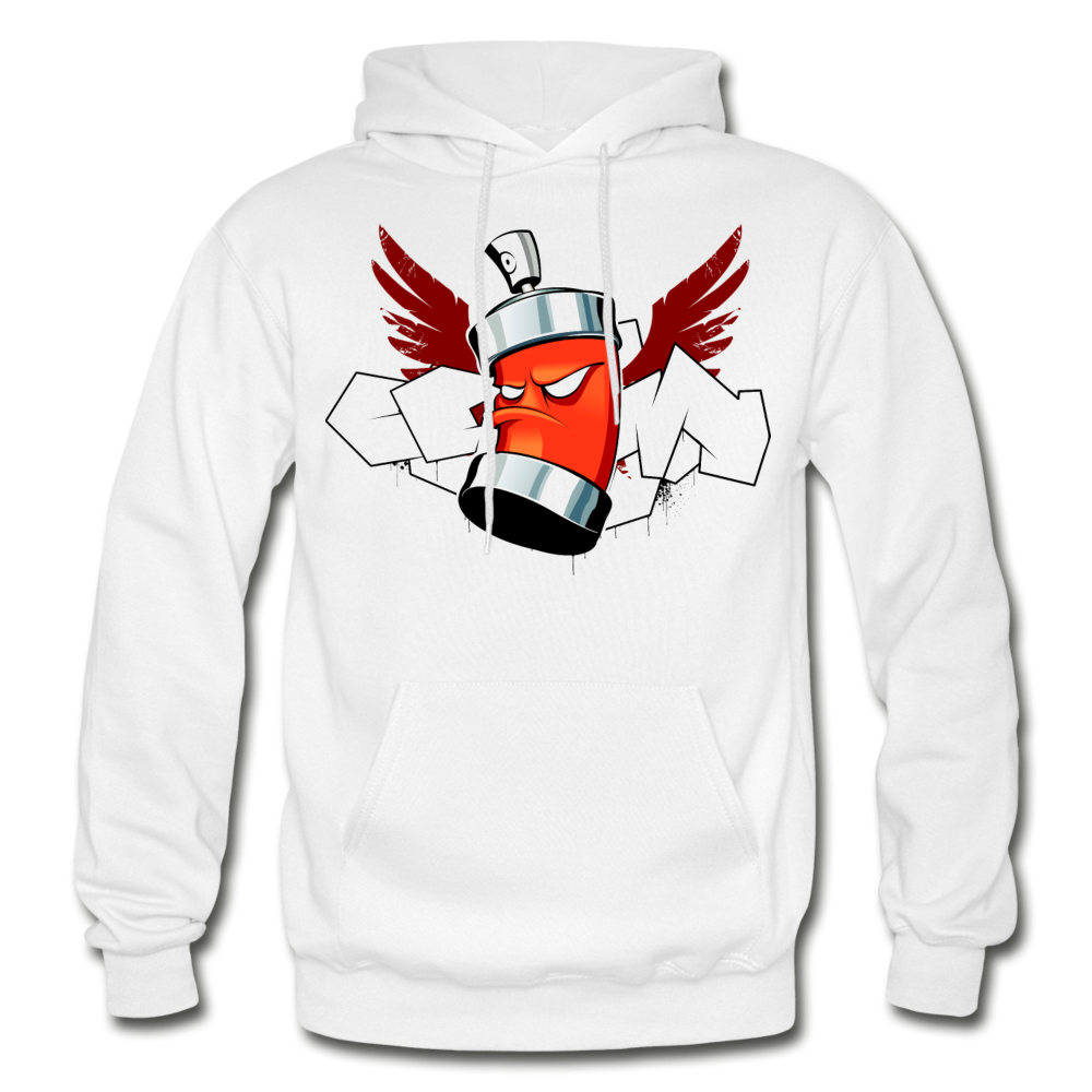 Hip Hop Spray Paint Can Hoodie - white