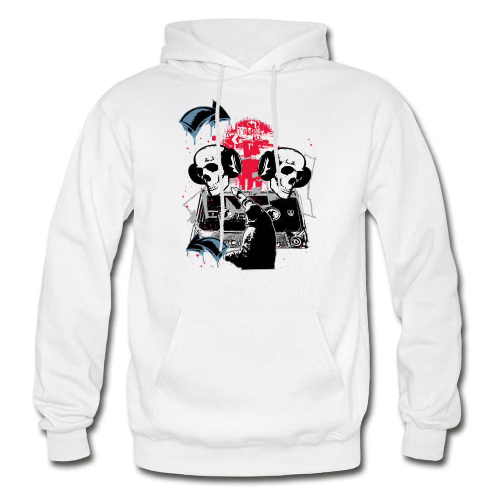 Abstract Skulls Headphones Hoodie - white