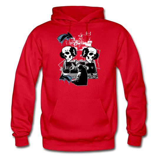 Abstract Skulls Headphones Hoodie - red