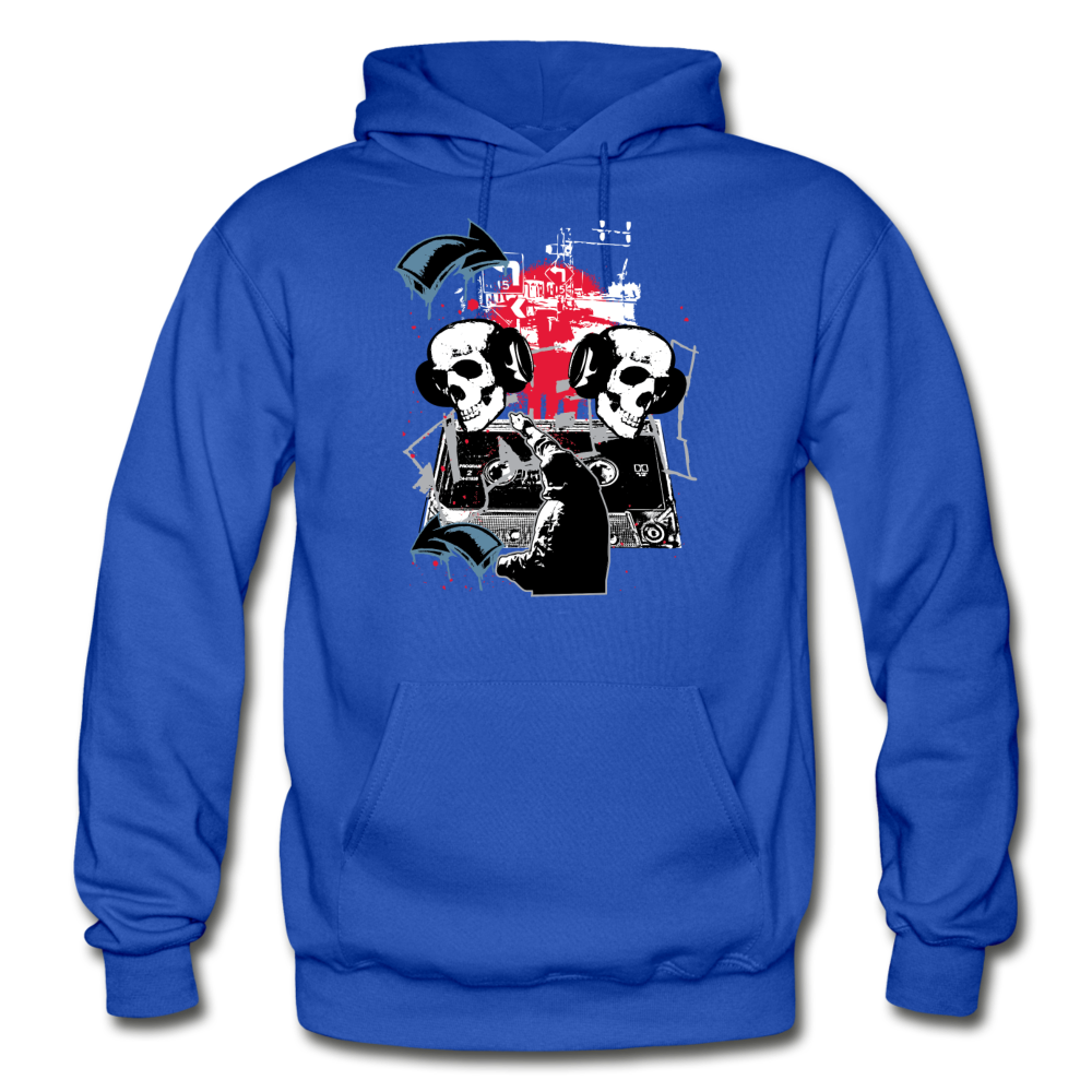 Abstract Skulls Headphones Hoodie - royal blue