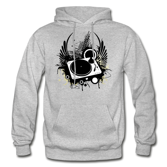 Abstract Turntable Wings Hoodie - heather gray