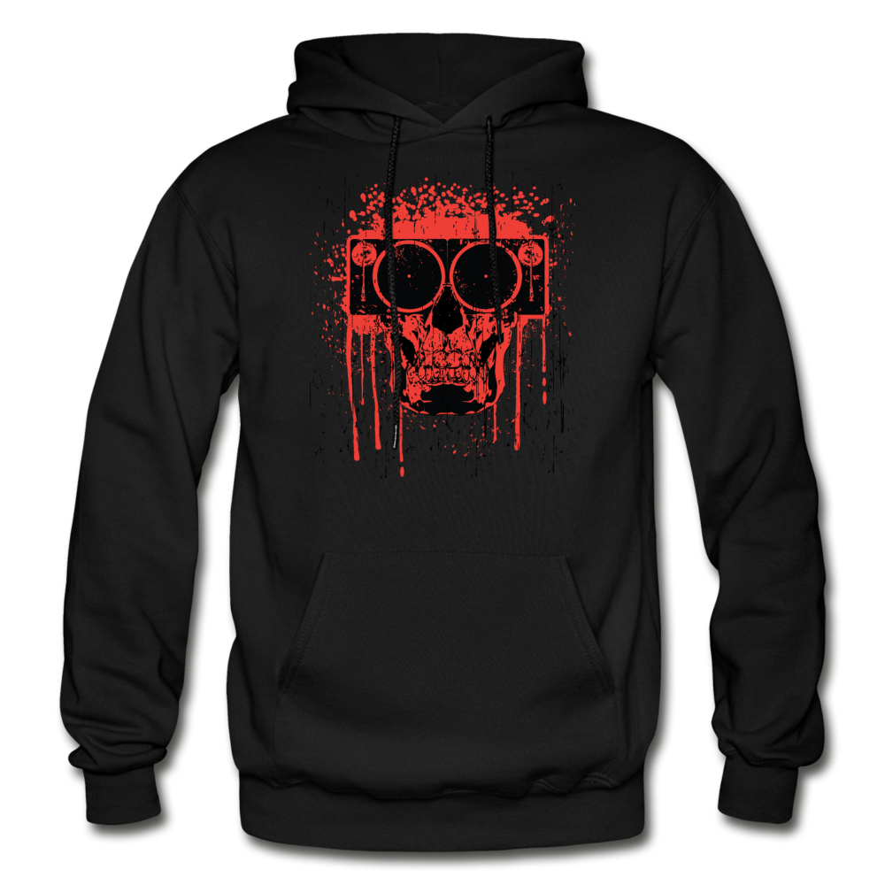 Abstract Skull Speaker Hoodie - black