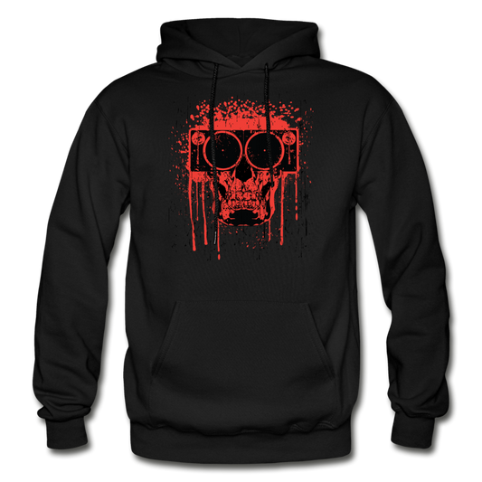 Abstract Skull Speaker Hoodie - black